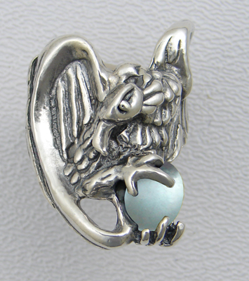 Sterling Silver Vulture Ring With Blue Topaz Size 9 Sterling Silver Vulture Ring With Blue Topaz Size 9